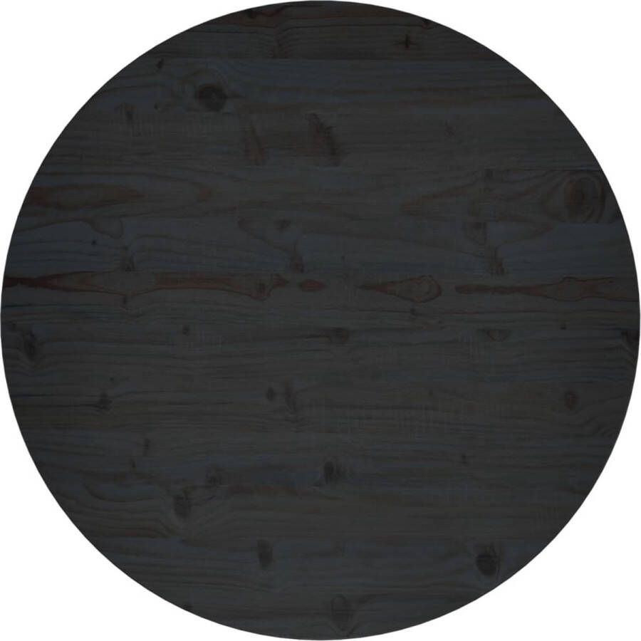 The Living Store Tafelblad Ø80x2-5 cm massief grenenhout zwart Tafelonderdeel - Foto 2