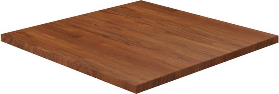 The Living Store Tafelblad Massief Eikenhout Vierkant 70 x 70 x 2.5 cm Donkerbruin