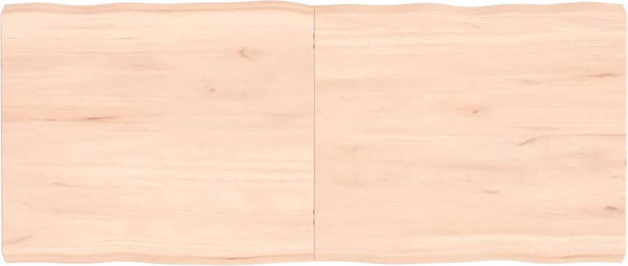 The Living Store Tafelblad natuurlijke rand 140x60x6 cm massief eikenhout Tafelonderdeel - Foto 2