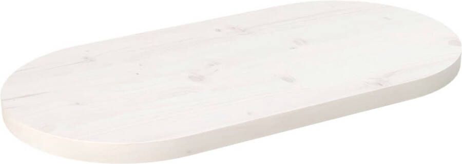 The Living Store Tafelblad ovaal 70x35x2-5 cm massief grenenhout wit Tafelonderdeel