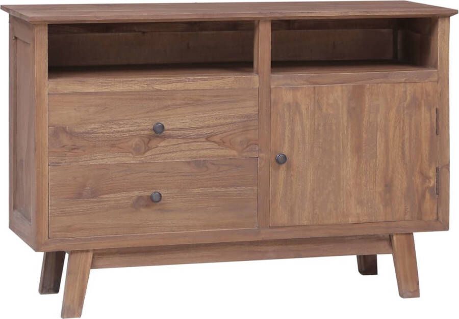 The Living Store Teakhouten Dressoir Koloniale Stijl 100x30x68cm Met 2 Lades en 1 Deur