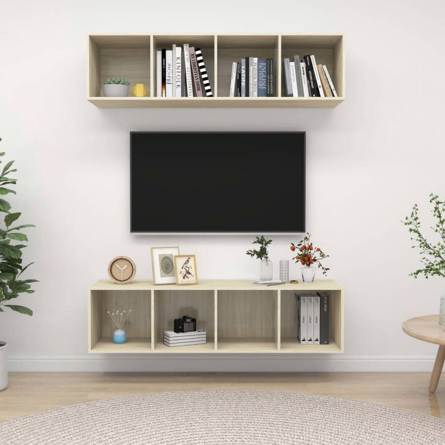 The Living Store TV-meubelset Sonoma Eiken 37 x 37 x 142.5 cm 2 x TV-meubel Montage vereist - Foto 3
