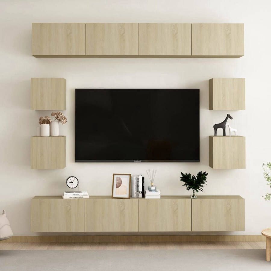 The Living Store Televisiekast A TV-meubel 100x30x30cm Sonoma eiken - Foto 2