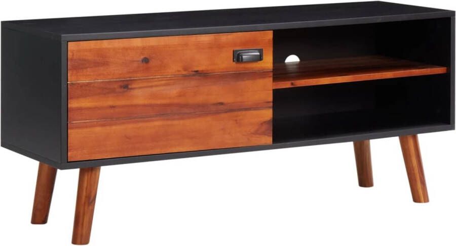The Living Store Televisiekast Acaciahout en MDF 110 x 35 x 50 cm Trendy en praktisch - Foto 2