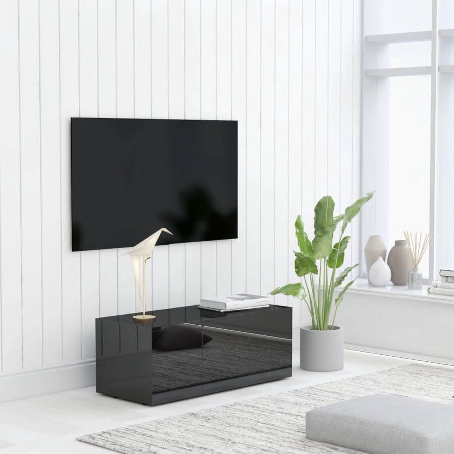 The Living Store Televisiekast Classic 80 x 34 x 30 cm Hoogglans zwart - Foto 2