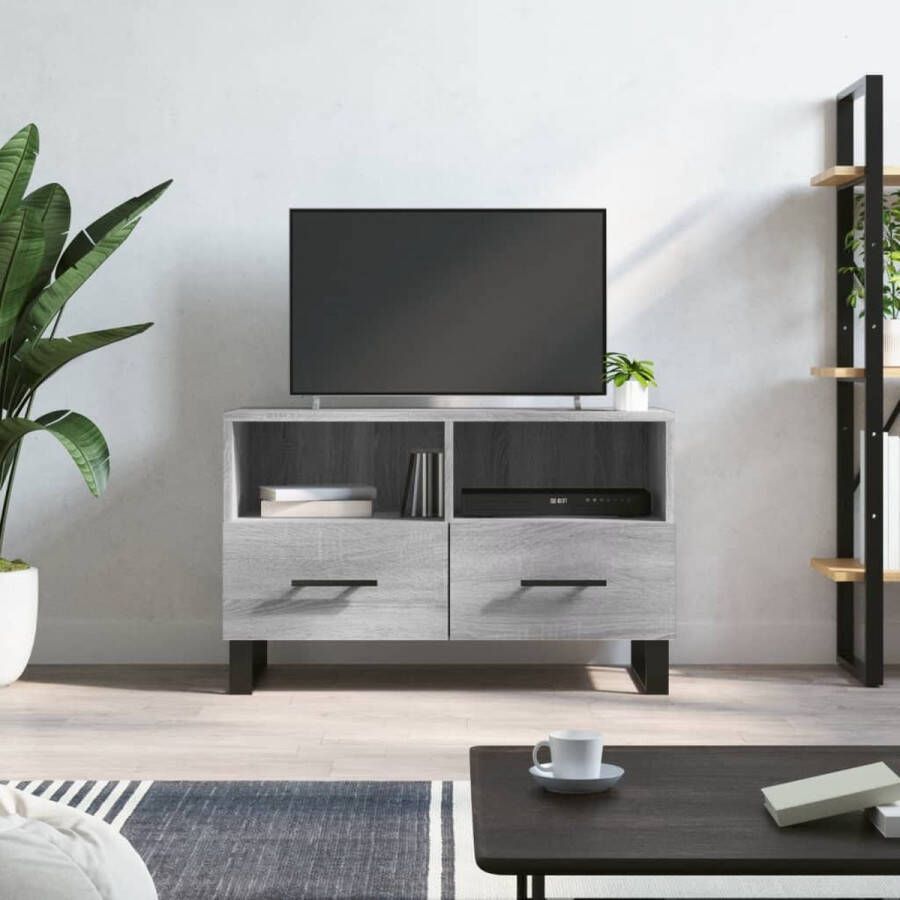 The Living Store Televisiekast Grey Sonoma Eiken 80 x 36 x 50 cm Met opbergruimte - Foto 2