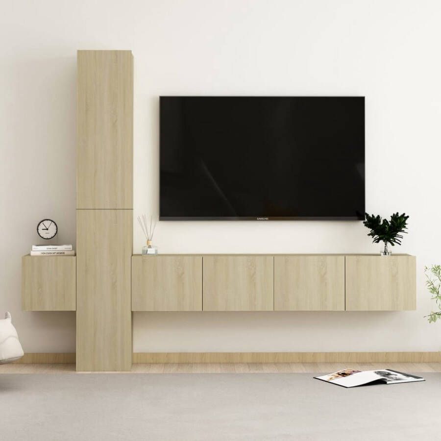 The Living Store Stereokast Sonoma Eiken 2x TV-meubel (L) 2x TV-meubel (M) 1x TV-meubel (S) - Foto 2