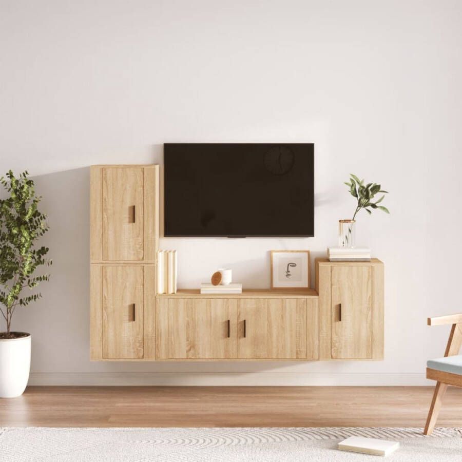 The Living Store Televisiekast Set Sonoma Eiken 1x 100x34.5x40cm 3x 40x34.5x60cm - Foto 2