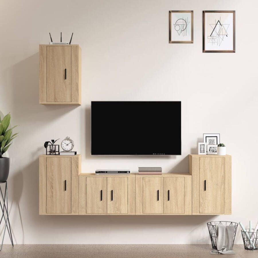 The Living Store Televisiekast set Sonoma Eiken 2x 57x34.5x40 cm 3x 40x34.5x60 cm - Foto 2