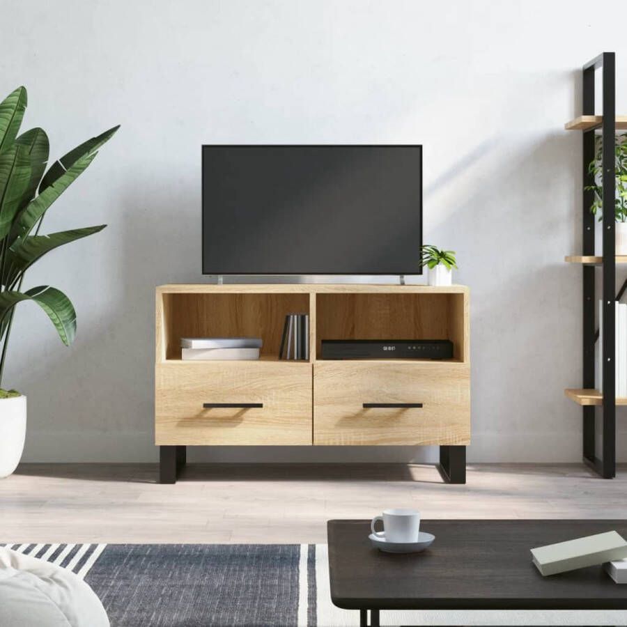 The Living Store Televisiekast Sonoma Eiken 80 x 36 x 50 cm TV-meubel met opbergruimte en presenteerfunctie - Foto 2