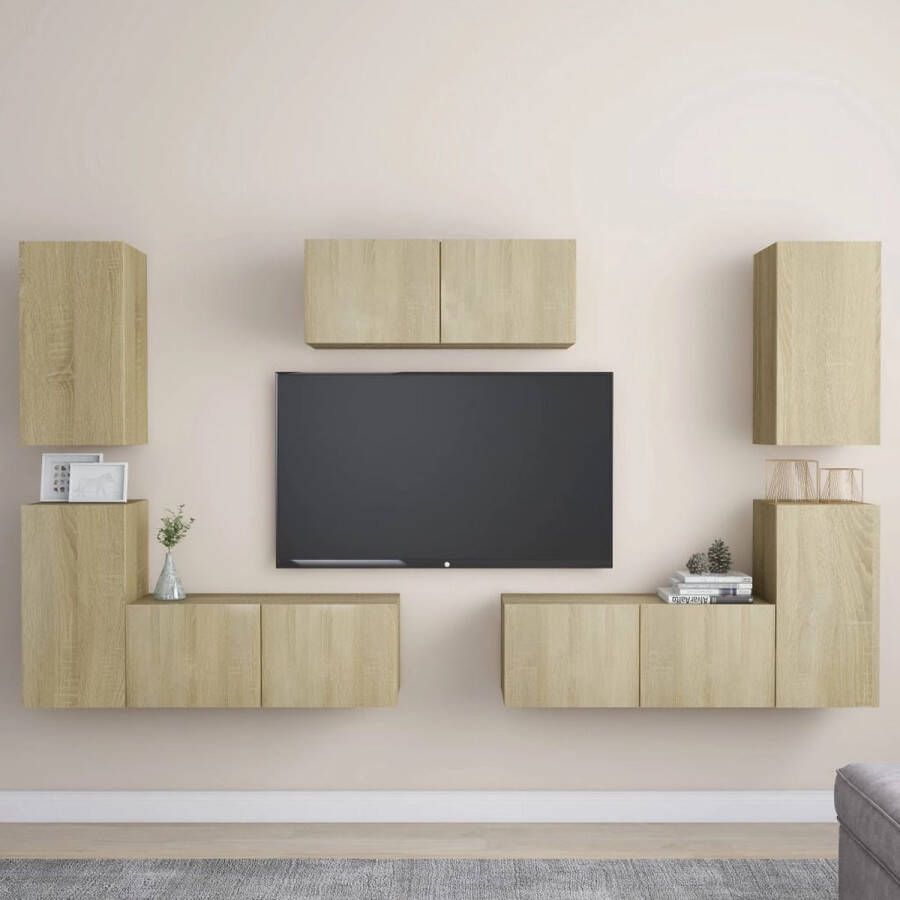 The Living Store Televisiekast Trendy Stevig Praktisch Wandmontage Sonoma eiken 80 x 30 x 30 cm 3x (L) 4x (M) - Foto 2