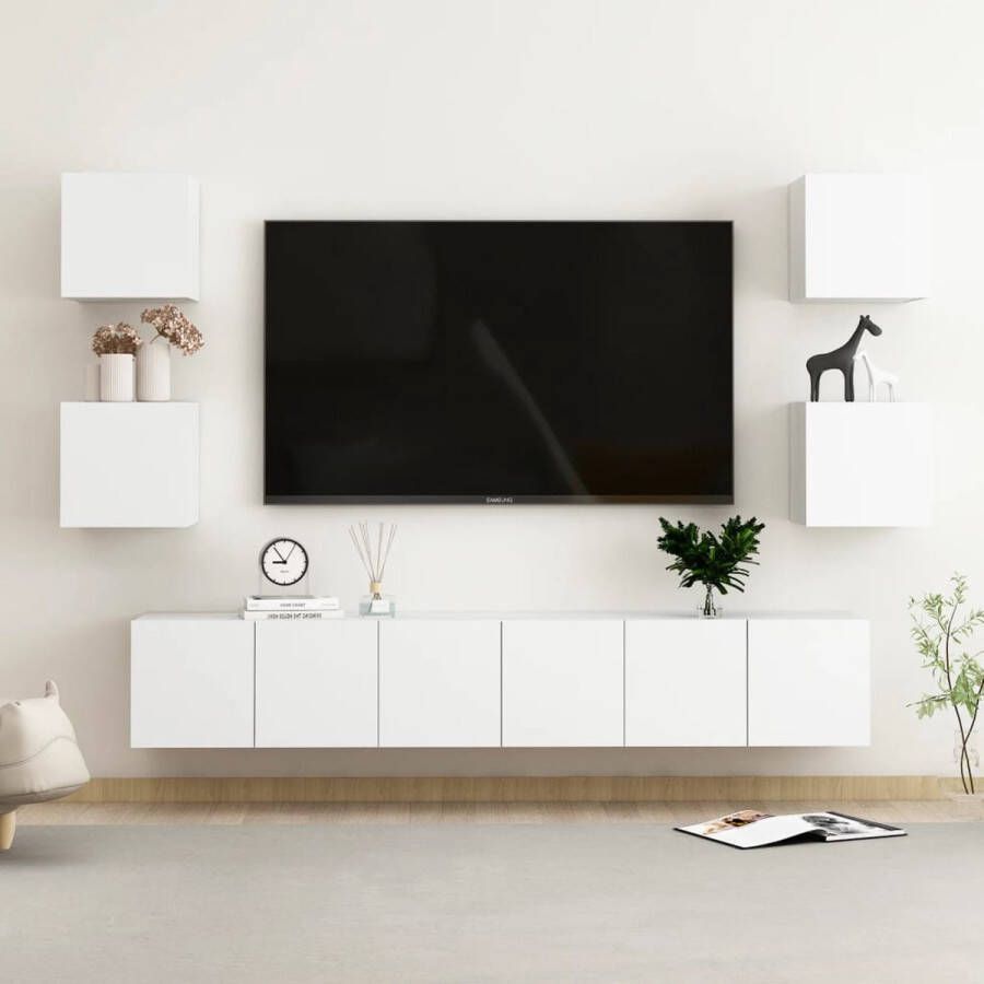 The Living Store Televisiekast Trendy Televisiemeubel 60 x 30 x 30 cm Spaanplaat Wit Televisiescherm Kast Tv Meubel Salontafel Livingroom Furniture Houten Tv Stand - Foto 3