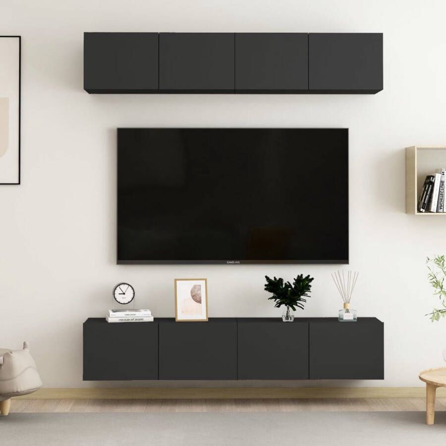 The Living Store Televisiekast Trendy Tv-meubel 80x30x30 cm Zwart - Foto 2