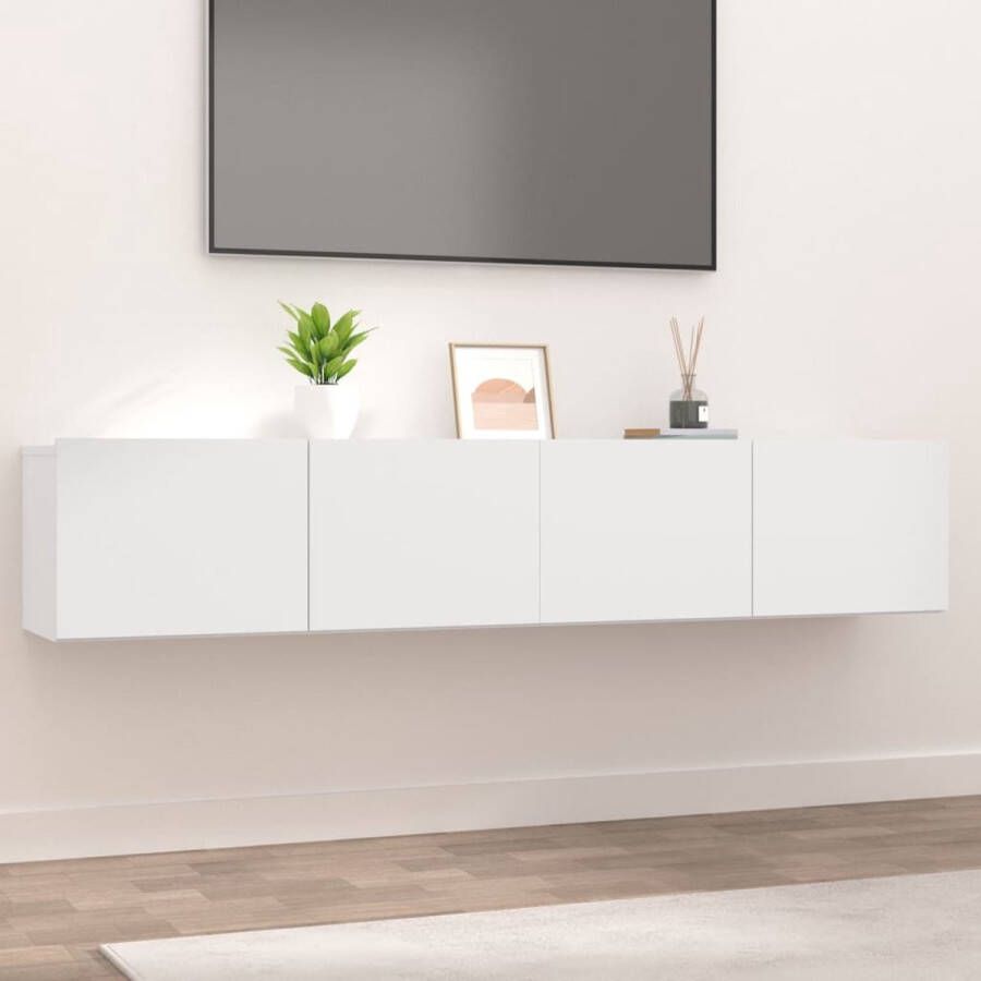 The Living Store Televisiekast TV-meubel Wit 80x30x30 cm Bewerkt hout - Foto 2