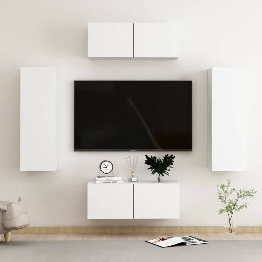 The Living Store Televisiekast X Tv-meubel 80x30x30cm 30.5x30x90cm Wit - Foto 2