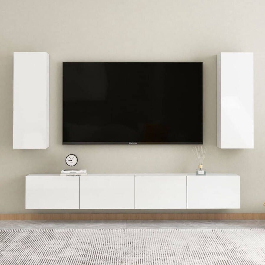 The Living Store Televisiekast X Tv-meubel (L en M) Hoogglans wit Montage vereist - Foto 2
