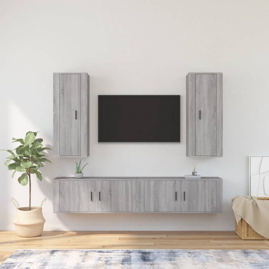 The Living Store Televisiekastenset Grijs Sonoma Eiken 2x 40x34.5x100cm 2x 100x34.5x40cm - Foto 2