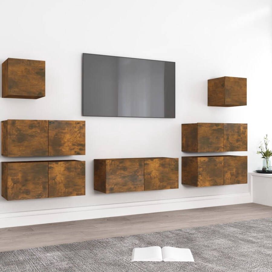 The Living Store Tv-meubelset Gerookt eiken 80x30x30 cm (groot) 60x30x30 cm (middelgroot) 30.5x30x30 cm (klein) - Foto 2
