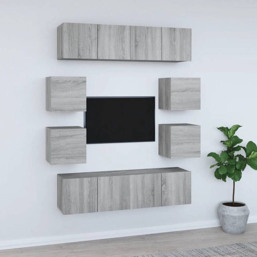 The Living Store Televisiekastenset Classic Grey Sonoma Eiken Wandgemonteerd 60x30x30 cm en 30.5x30x30 cm hoogwaardig hout - Foto 2