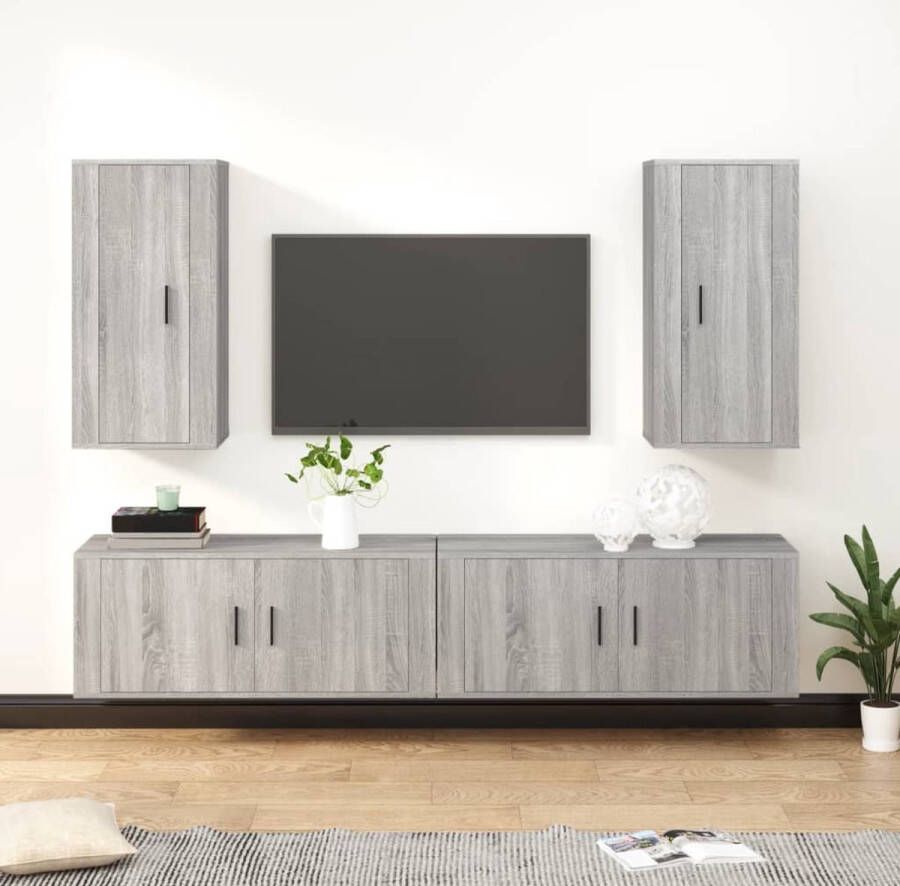 The Living Store Televisiekastenset Klassiek Tv-meubel 100 x 34.5 x 40 cm Grijs sonoma eiken - Foto 2
