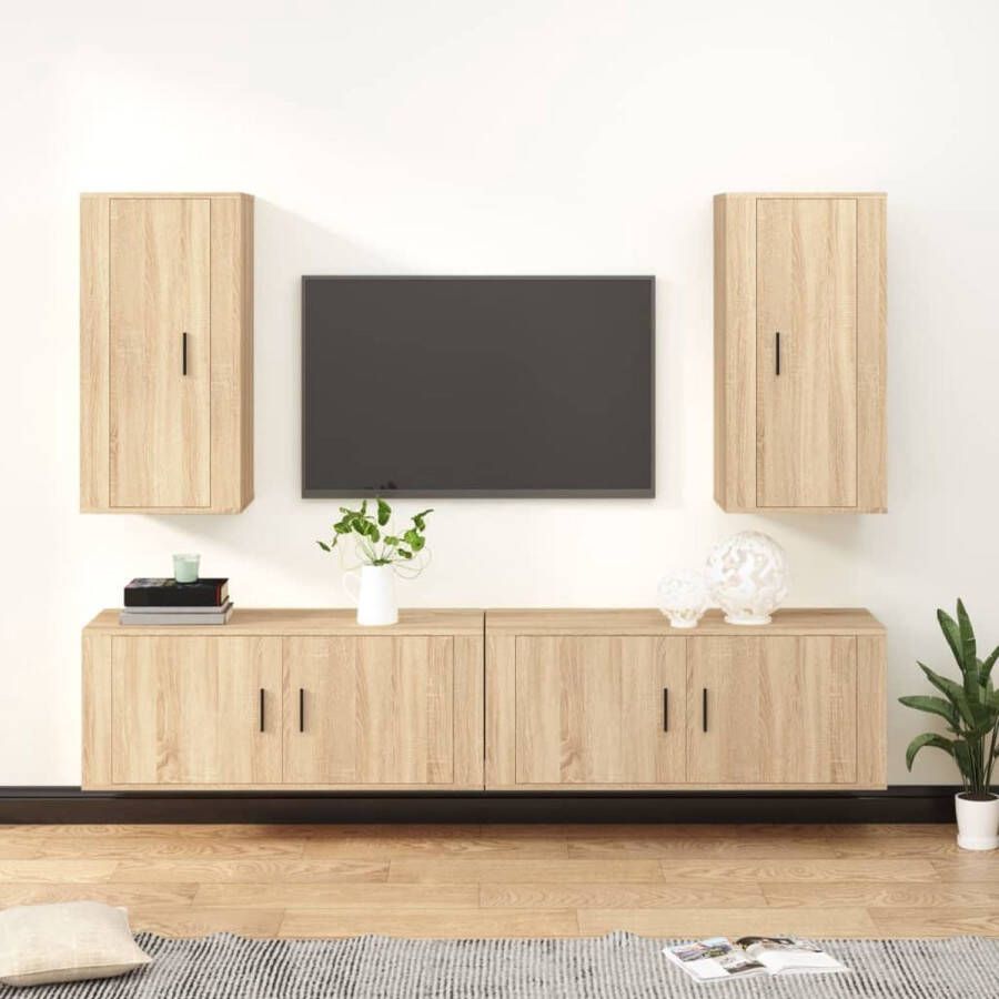 The Living Store Televisiekastenset Klassiek TV-meubel 100x34.5x40 cm 40x34.5x80 cm Sonoma Eiken - Foto 2