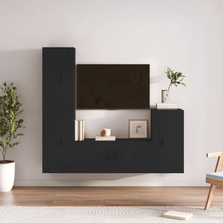 The Living Store Televisiekastenset TV-meubel Zwart Wandgemonteerd 100 x 34.5 x 40 cm Hoge kwaliteit - Foto 2