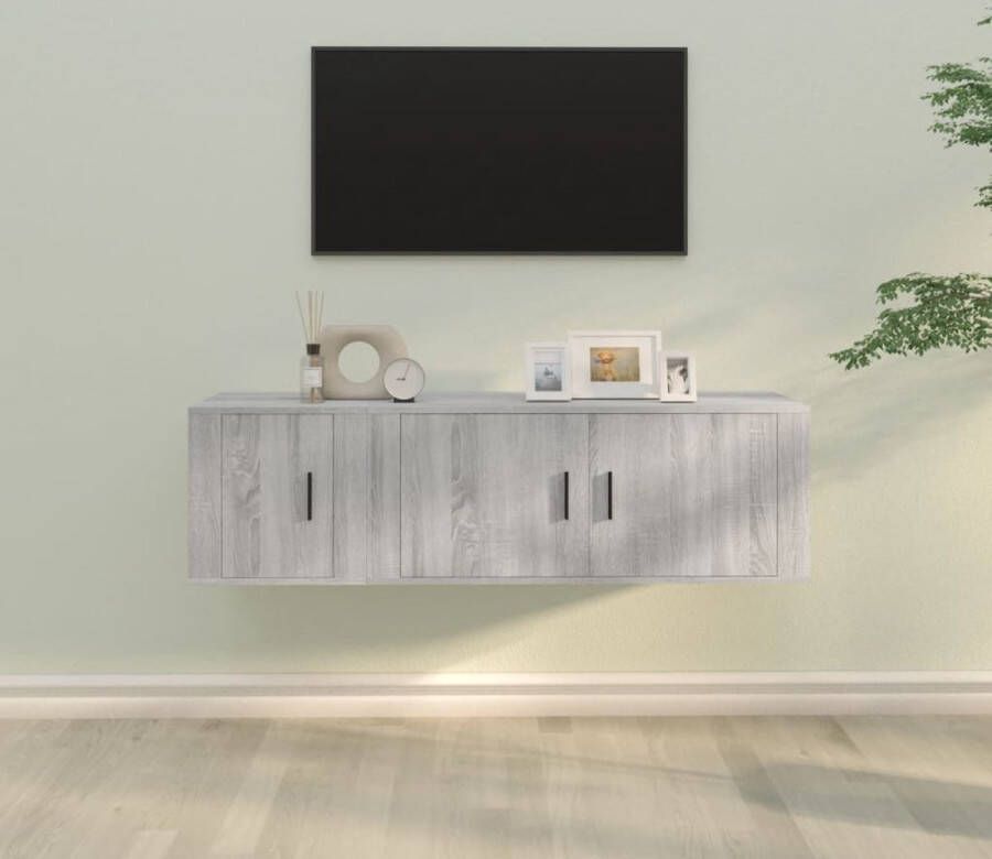 The Living Store Televisiekastenset TV-meubels 100 x 34.5 x 40 cm 40 x 34.5 x 40 cm Grijs Sonoma Eiken - Foto 2