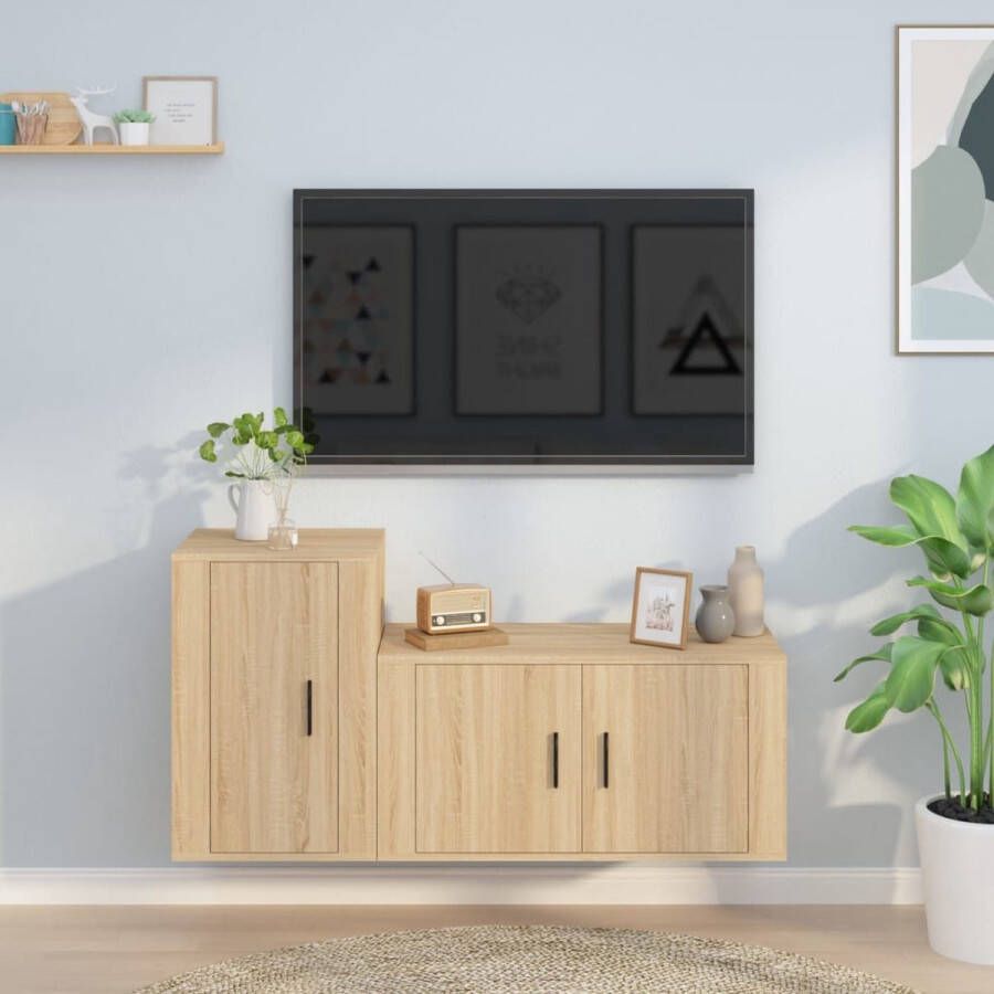 The Living Store Televisiekastenset X TV-meubel 80x34.5x40cm + TV-meubel 40x34.5x60cm Sonoma eiken - Foto 3