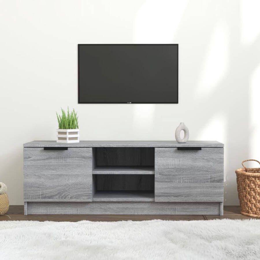 The Living Store Televisiemeubel 102 x 35 x 36.5 cm Bewerkt hout Grijs sonoma eiken - Foto 2