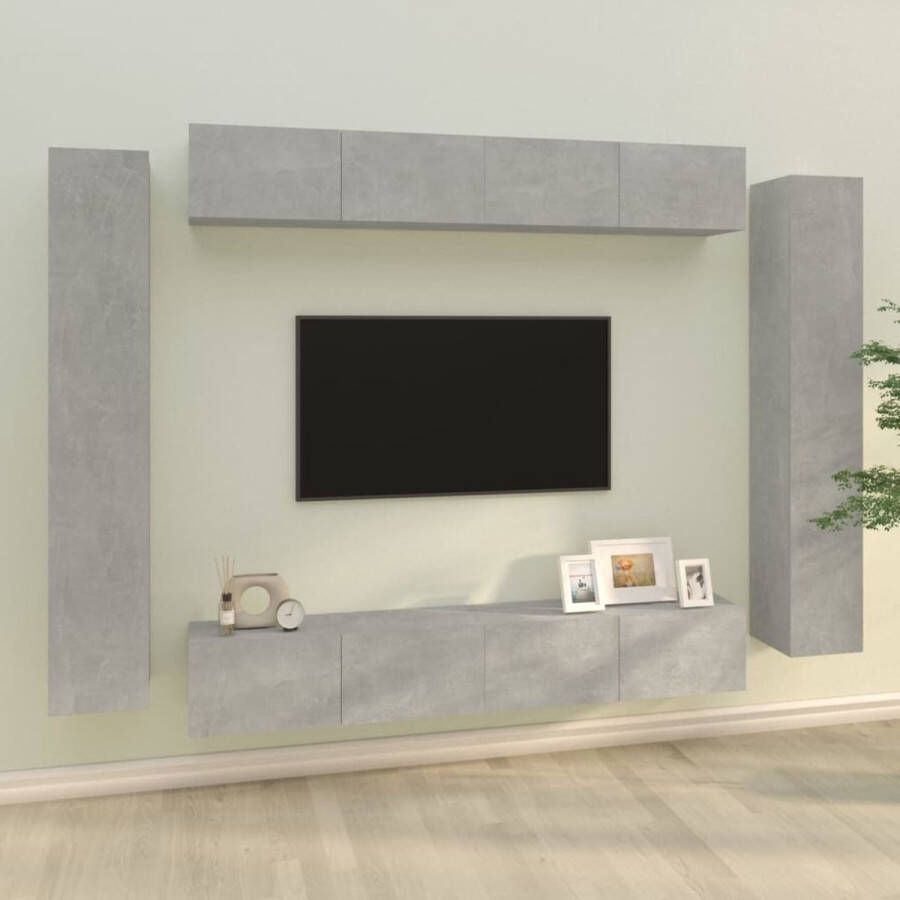 The Living Store Televisiemeubel Betongrijs TV-meubels 4x 100x30x30cm 4x 30.5x30x90cm - Foto 2
