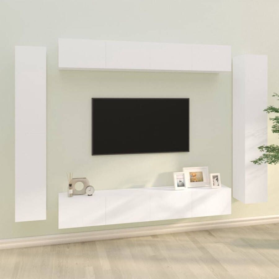 The Living Store Televisiemeubel Klassieke 4 stuks 100 x 30 x 30 cm wit - Foto 2