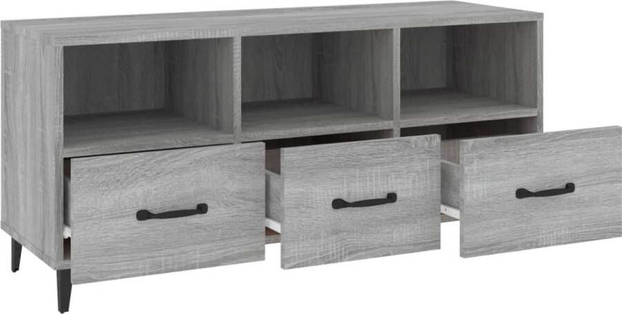 The Living Store Televisiemeubel Modern Media-kast 102 x 35 x 50 cm Grijs Sonoma Eiken - Foto 2