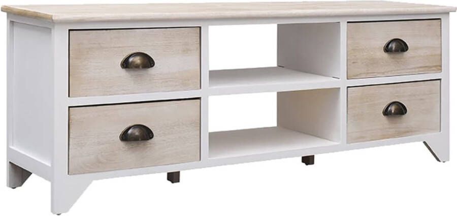 The Living Store televisiemeubel Paulownia 108x30x40 cm 2 vakken en 4 lades Tv Meubels Houten Tv Kast Paulownia Hout Bruin Tv Meubel Salontafel - Foto 3