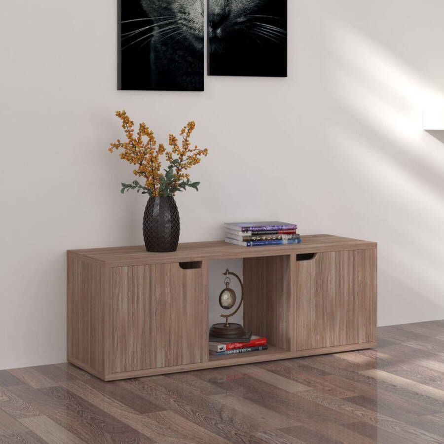 The Living Store Televisiemeubel s Televisiekast 88.5 x 27.5 x 30.5 cm Grijs Sonoma Eiken Montage vereist - Foto 2