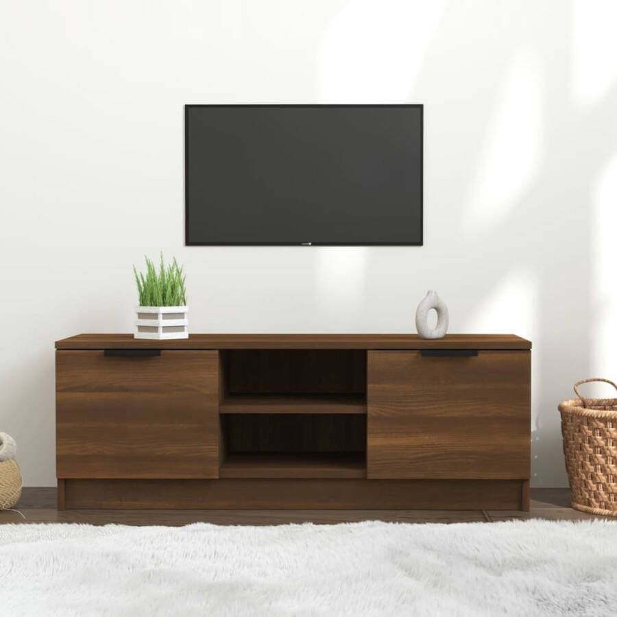 The Living Store Televisiemeubel TV-kast met voldoende opbergruimte Trendy en praktisch Bruineiken 102 x 35 x 36.5 cm - Foto 2