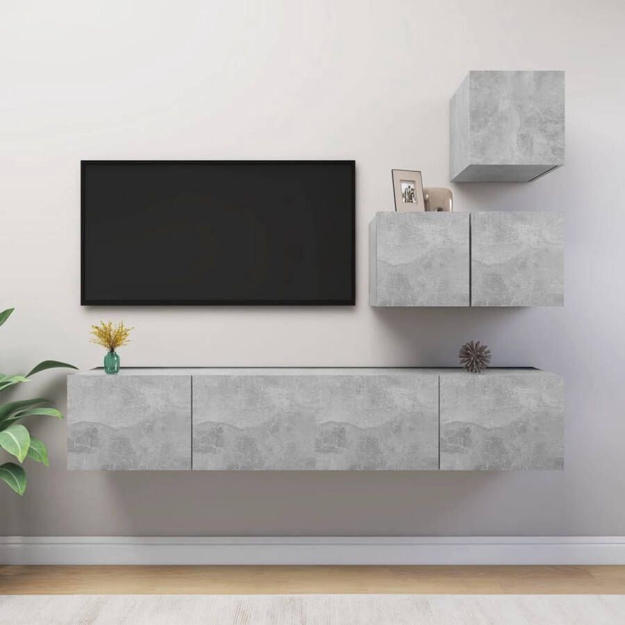 The Living Store TV-meubelset Betongrijs Spaanplaat 30.5x30x30cm 60x30x30cm 80x30x30cm - Foto 2