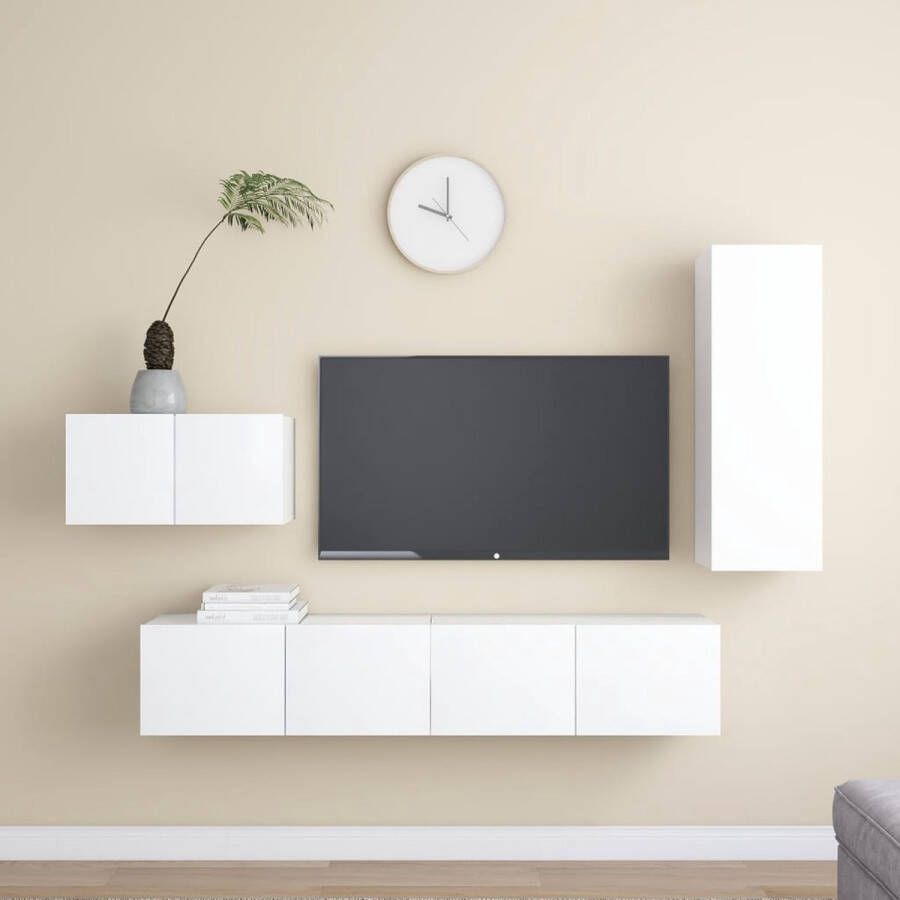 The Living Store Televisiemeubelset niet vermeld Tv-meubel Set van 4 Kleur- wit Materiaal- spaanplaat Maten- 60x30x30 cm 30.5x30x90 cm 80x30x30 cm - Foto 2