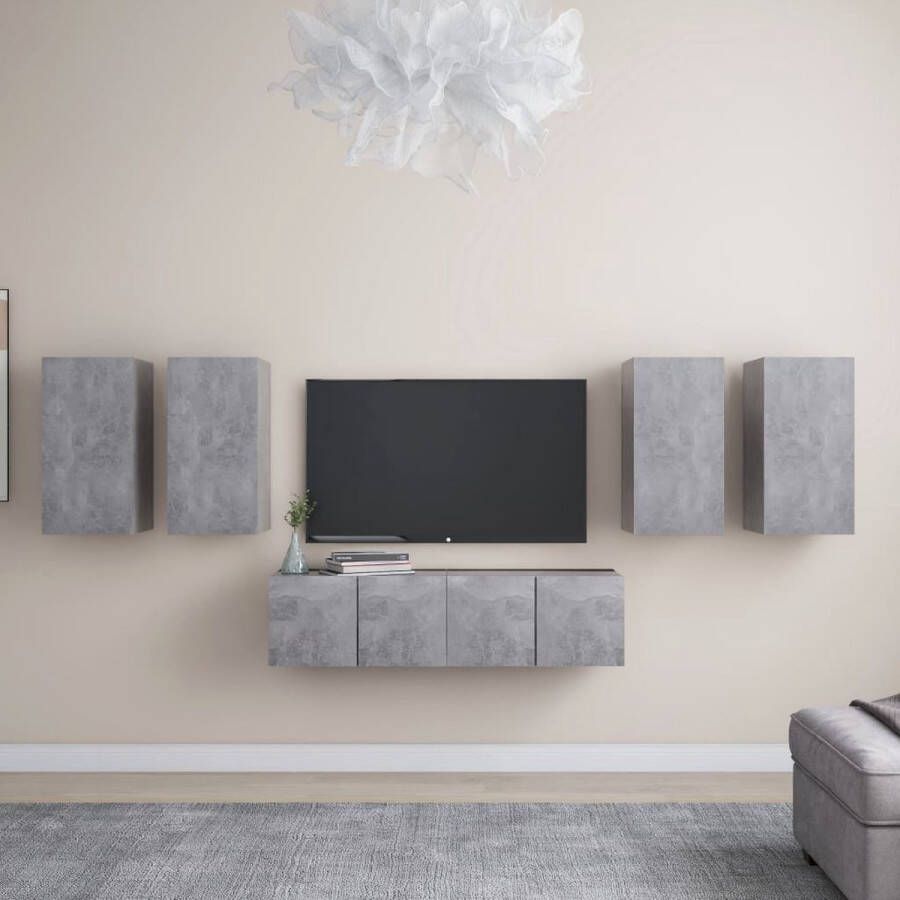 The Living Store Televisiemeubelset Onbekend TV-meubel Betongrijs Montage vereist 30.5 x 30 x 60 cm 60 x 30 x 30 cm Materiaal- spaanplaat - Foto 2