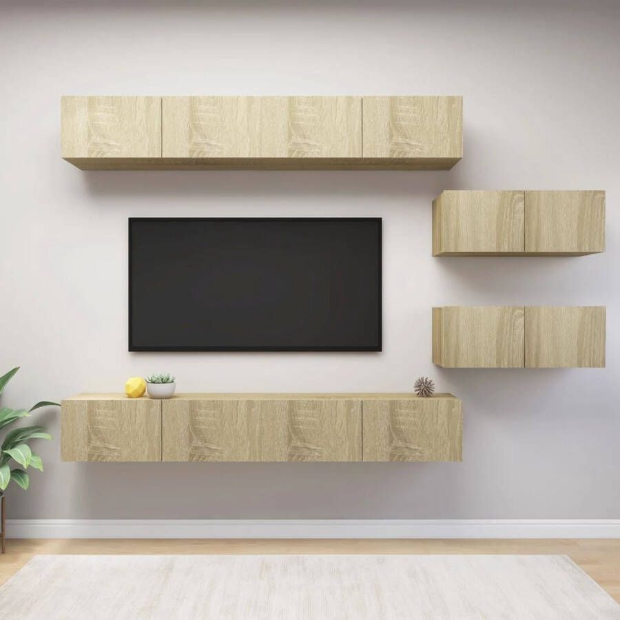 The Living Store Televisiemeubelset Hangend Spaanplaat Sonoma eiken 4x 100x30x30 cm 2x 80x30x30 cm - Foto 2