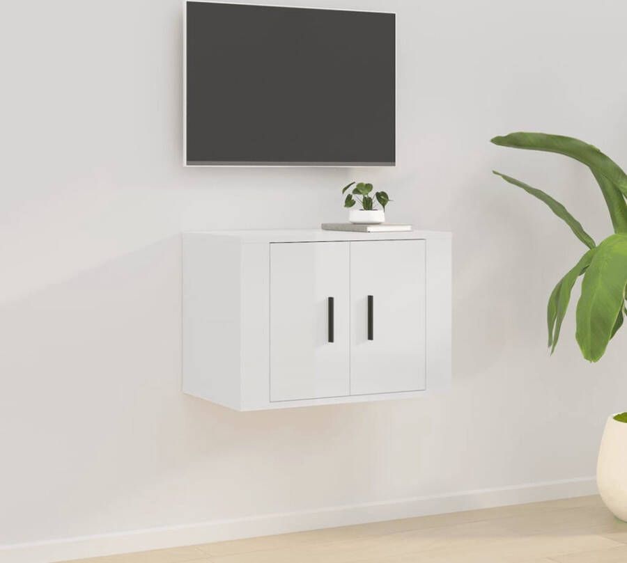 VidaXL Tv-meubel hoogglans wit Compact en stijlvol Televisiesecretaris Wandtv Kast Tv Meubels Houten Tv Stand Witte Tv Kast Compact Tv Meubel - Foto 2