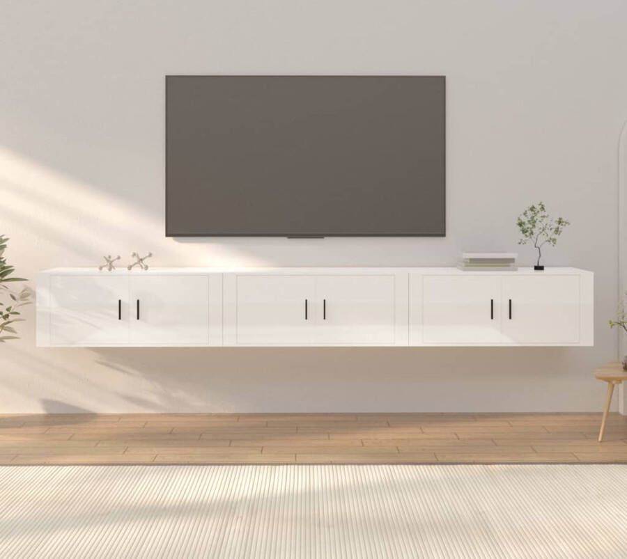 The Living Store TV-wandmeubel hoogglans wit 100 x 34.5 x 40 cm voldoende opbergruimte - Foto 2