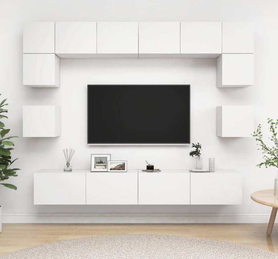 The Living Store Televisiewandmeubelset Wit Spaanplaat Montage vereist TV-meubelset in verschillende maten - Foto 2