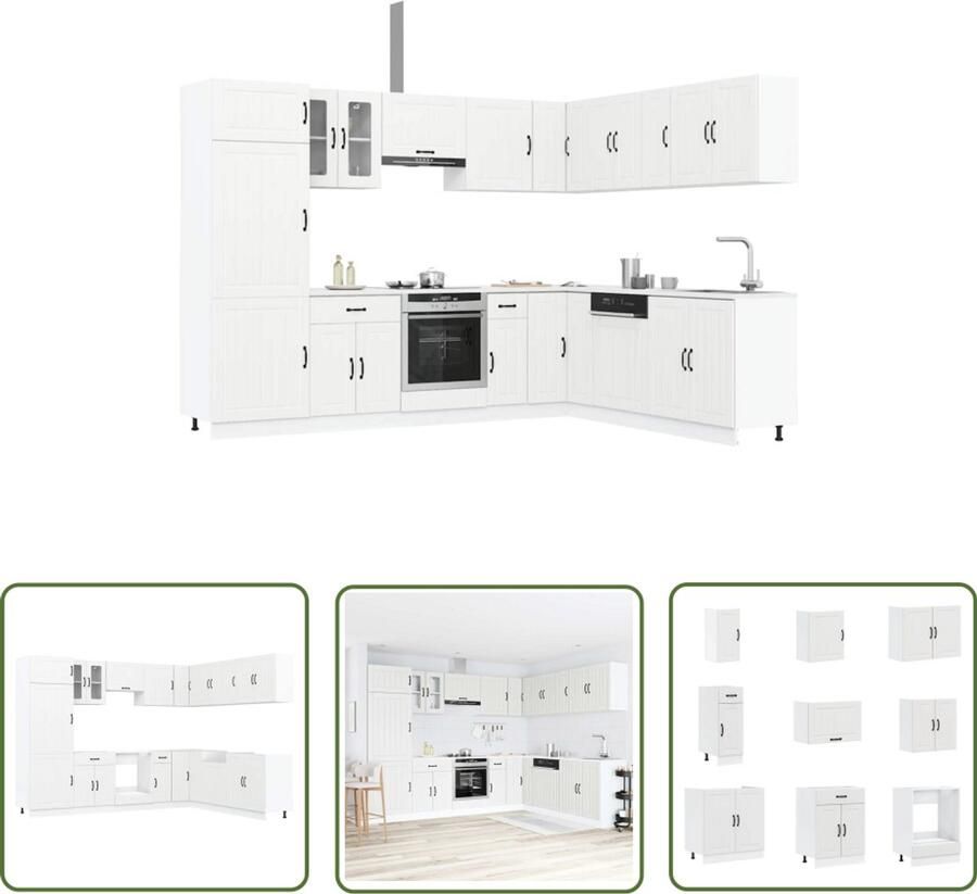 VidaXL Draaibare Sleutel Dynamische Sleutel 14-delige Keukenkastenset Lucca bewerkt hout wit Gereedschap Mechanica Torque Wrench Draai Moment