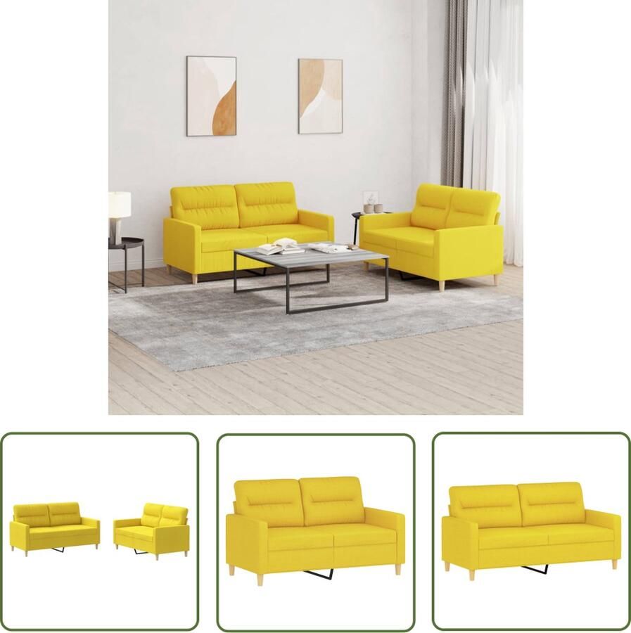 The Living Store Loungeset Light Yellow 2 Seater Sofa 138x77x80 cm Durable Fabric Sturdy Metal Frame Loungeset Bankstel Sofa Tuinmeubel Buitenmeubel