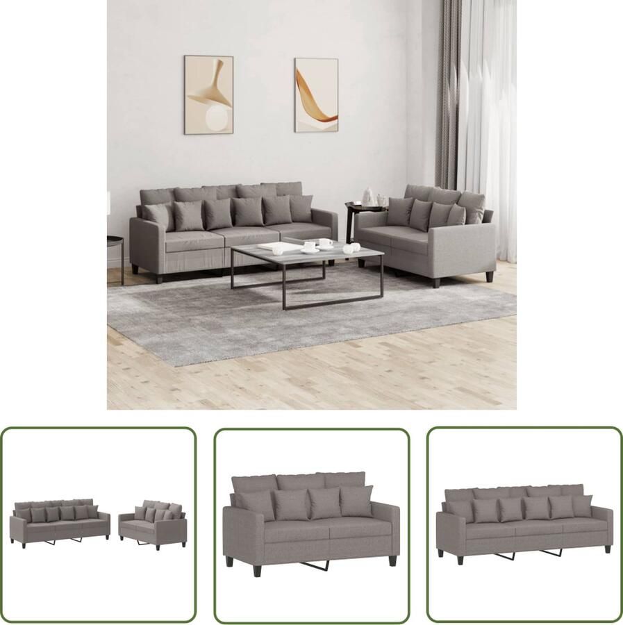 The Living Store Loungeset 2-zitsbank en 3-zitsbank 138 x 77 x 80 cm Taupe Loungeset Tuinset Loungemeubel Buitentijd Relaxen