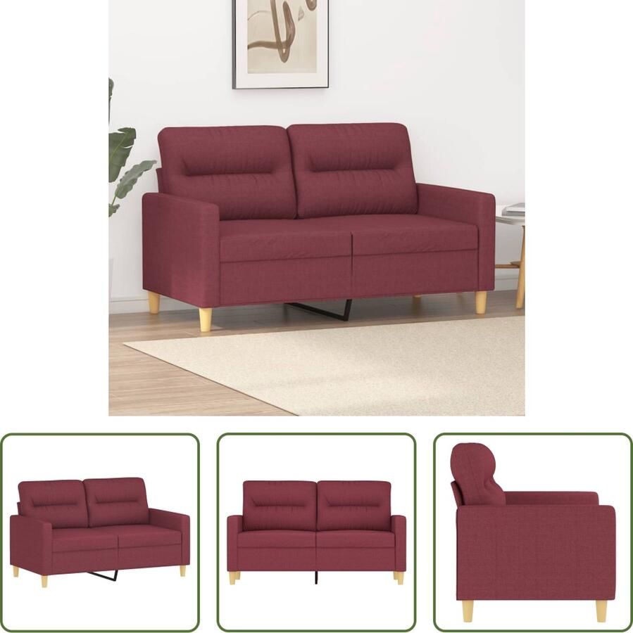 The Living Store 2-zitsbank 138 x 77 x 80 cm Wijnrood Stof Metaal Tweezitsbank Banks Kopen Lounge Meubels Woonkamer Meubilair Rode Bank - Foto 2