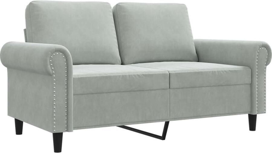 The Living Store 2-zitsbank fluweel 152 x 77 x 80 cm Lichtgrijs Stevig metalen frame Tweezitsbank Fluweel Sofa Lichtgrijs Bank Salon Meubilair Lounge Furniture - Foto 2