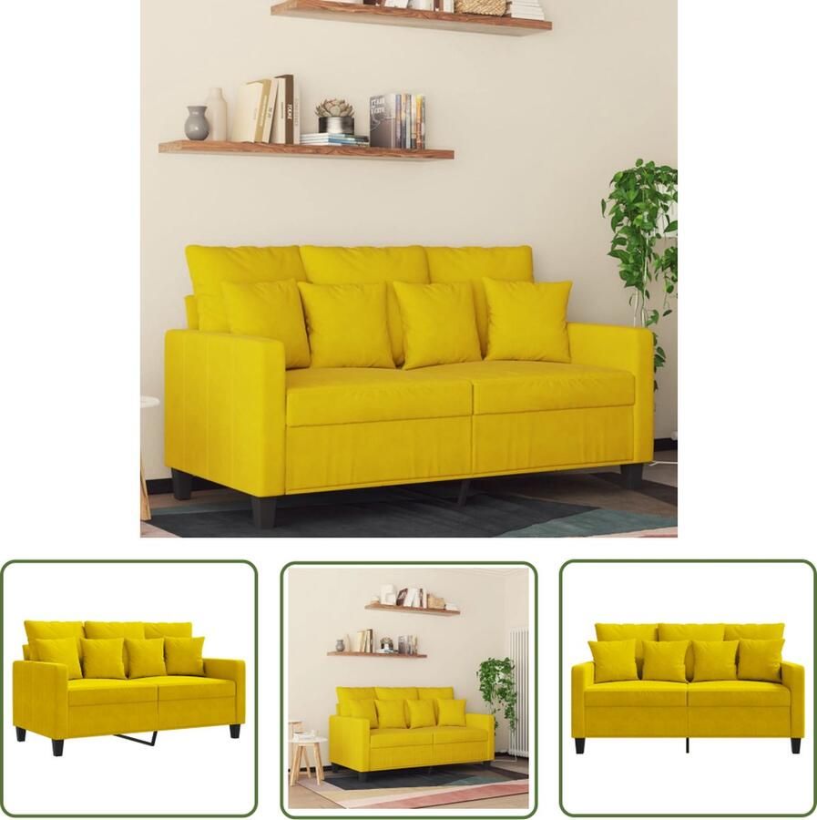 The Living Store 2-zitsbank Fluweel Geel 138 x 77 x 80 cm Stevig metalen frame Tweezitsbank Bankstel Salontafel Lounge Meubilair Huiskamer Decoratie - Foto 2