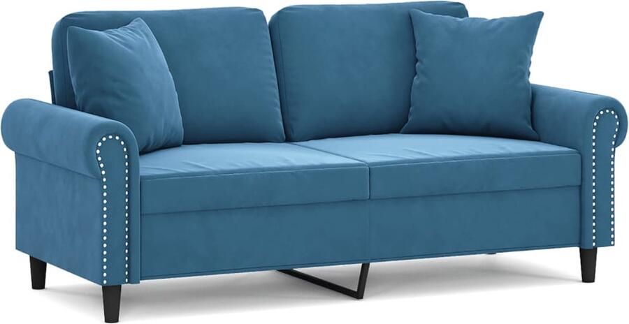 The Living Store 2-zitsbank Fluweelblauw 172 x 77 x 80 cm Comfortabel fluweel stabiel frame Tweezitsbank Sofa Blauwe Bank Velvet Bank Lounge Meubilair - Foto 2