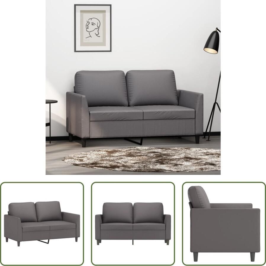 The Living Store 2-zitsbank Kunstleer 140 x 77 x 80 cm Grijs Tweezitsbank Banks Kopen Salon Meubilair Grijze Bank Lederlook Bank